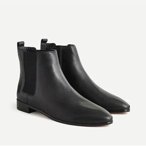 J. Crew Black Pull On Leather Chelsea Boots Black